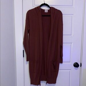 Women's Mauve Hooded Cardigan Sweater